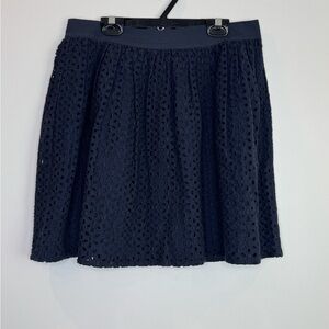 Soaked in Luxury navy lazer cut lace eyelet mini skirt size small